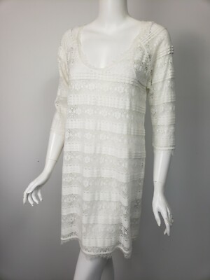 chinese dress ladies Joie Dress Bittern Cream Embroidered Silk & Lace Size Small Blouson Mi   Celebrity Owned