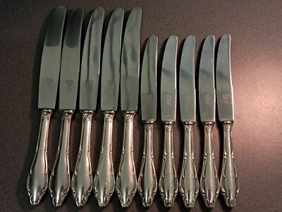 Antique Cutlery Knives Silver Plated Handles Wellner Nicht Rostend  UK - Main Image