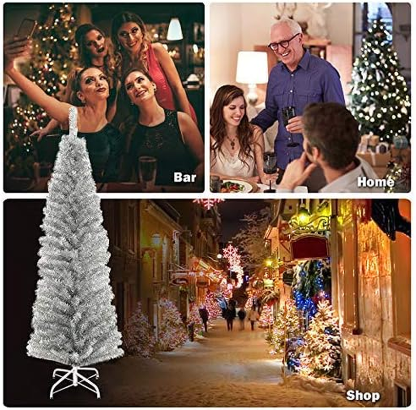 Artificial Pencil Christmas Tree, Electroplated Premium Slim Tree, Xmas