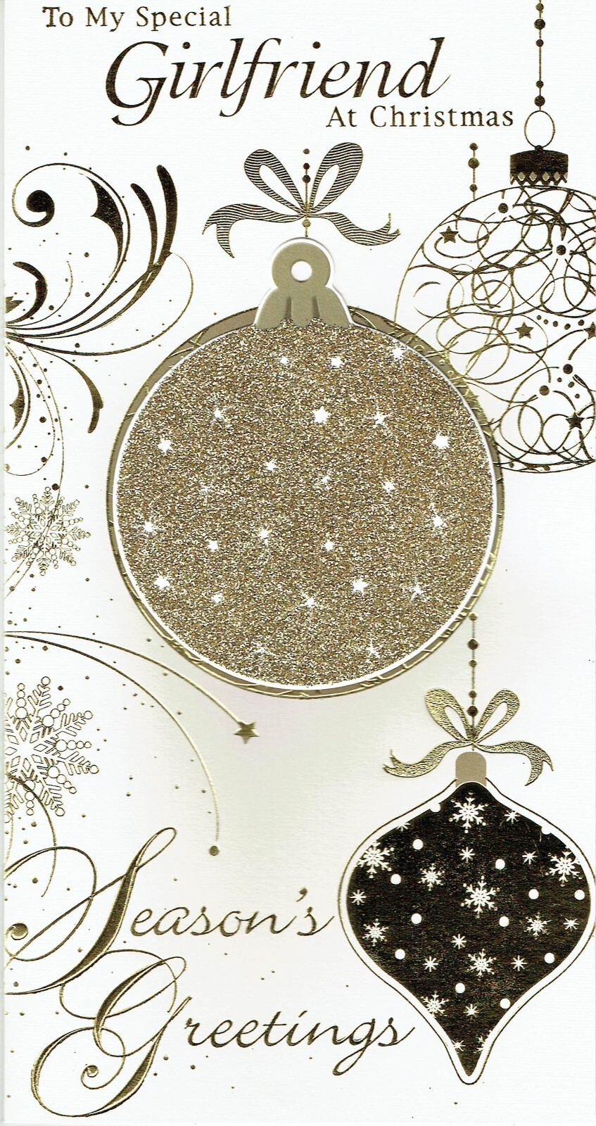 Special GIRLFRIEND CHRISTMAS CARD  -  Quality Baubles Design