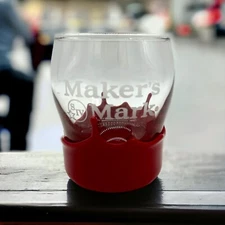 Maker's Mark Rocks Red Wax Dip Drink Whiskey Glasses 9oz
