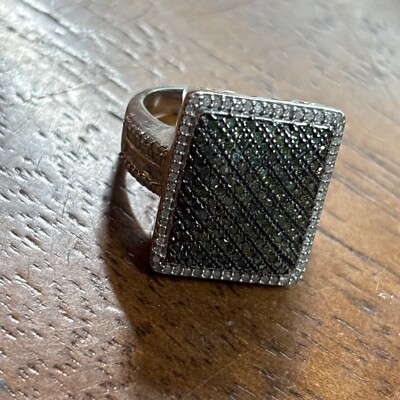157 Diamond Treasures Sterling 1.00 ct White & Color Diamond Rectangular Ring