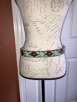 Vintage NWOT Red Spur Western Rodeo Cowgirl Bling Floral Tooled Leather Belt 34 Vintage NWOT Red Spur Western Rodeo Cowgirl Bling Floral  main image 2