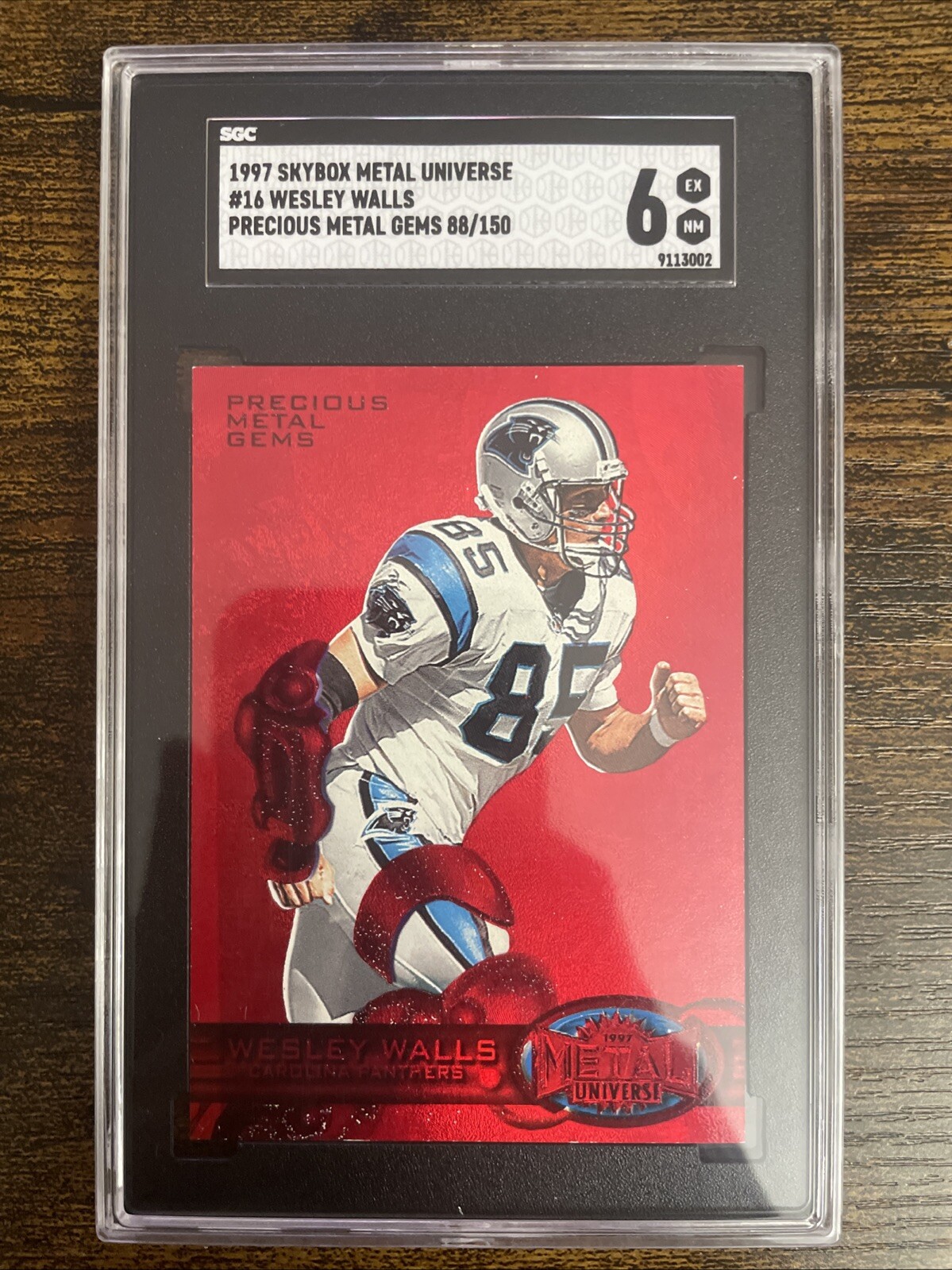 1997 Skybox Metal Universe Wesley Walls #16 Precious Metal Gems Red /150