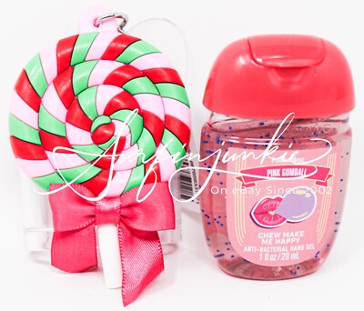 Bath & Body Works Pocketbac Hand Sanitizer Gel Holder Lollipop Candy Sucker 2pc