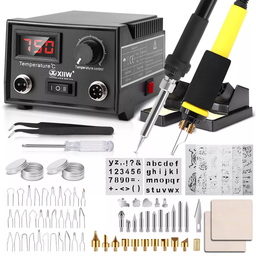 100W Digital Wood Burning Kit 78PCS Dual Pen Pyrography Machine Wood Burner  Tool