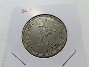 B23 USA c.1900s US Cream Separator Nickel-Silver Trade Token