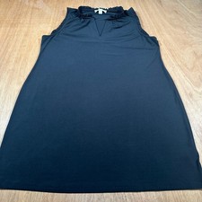 Michael Kors Mini Dress Women XL Black Ruffle Trim Sleeveless V-Neck Jersey