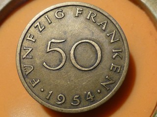 SARRE 50 FRANKEN 1954 RARE & QUALITE TTB !