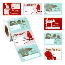 504 Pcs Christmas Labels Stickers Tags for Gifts Wrapping, Winter Animal Designs