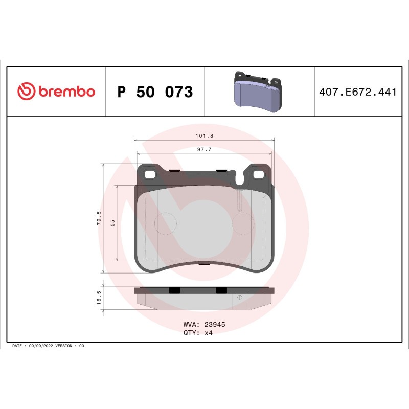 BREMBO P 50 073 Brake Pads Set Front for Mercedes C CLK SLK CLC