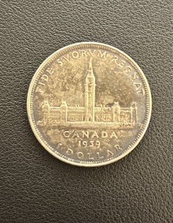 1939 CANADA 1 DOLLAR GEORGE VI ROYAL VISIT SILVER Parliament