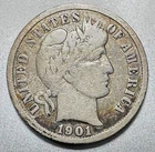 1901-S  BARBER DIME  VG+  KEY DATE #2114