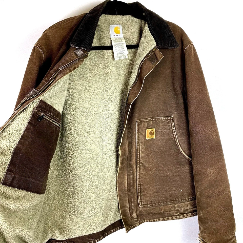 Vtg Carhartt J64 Petrol Mens M Dark Brown Detroit Work Wear Jacket Blanket Lined - Image 4 of 4