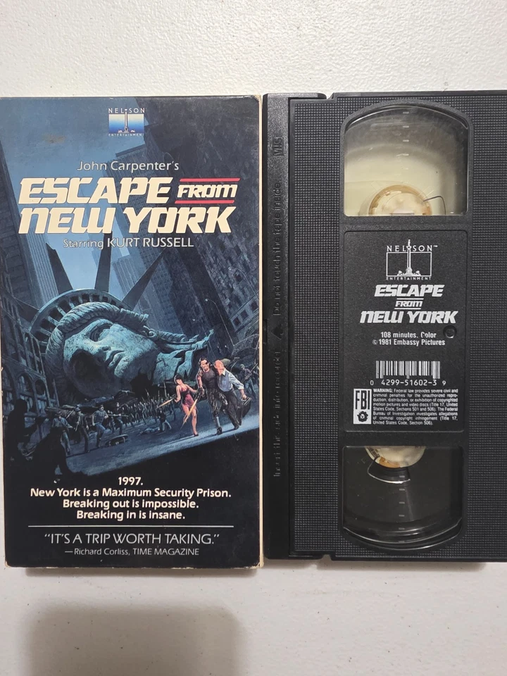 Escape From New York 1981 VHS 1984 John Carpenter Kurt Russell Action Thriller - Image 3 of 3