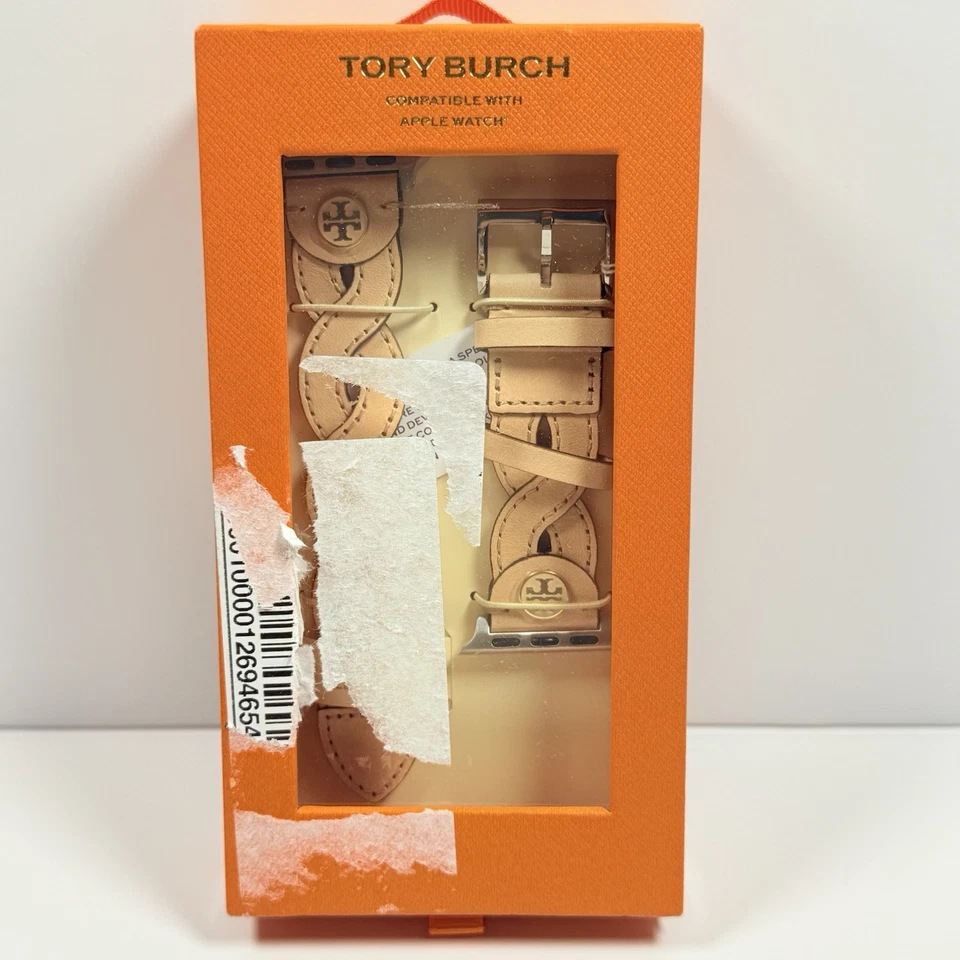 New-Tory Burch Miller TBS0072 Cream Braided Leather Apple Watch Band 38mm/40mm - Image 2 of 3