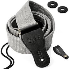 BestSounds Guitar Strap 100 Soft Cotton Genuine Leather Ends for Grey