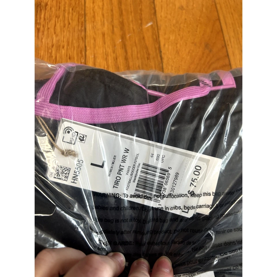 SET Adidas Tiro Hoody and Sweatpant Set Womens Size Large Purple Tartan NWT - Image 4 of 4