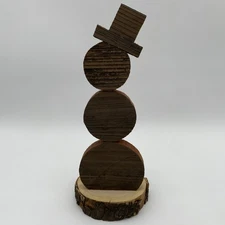 Vintage Carved Wood Snowman Silhouette Modern Folk Art Figurine Shelf Sitter