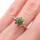 Ross Simons Sterling Silver Gold Plated Vintage Real Emerald Floral Ring Size 5
