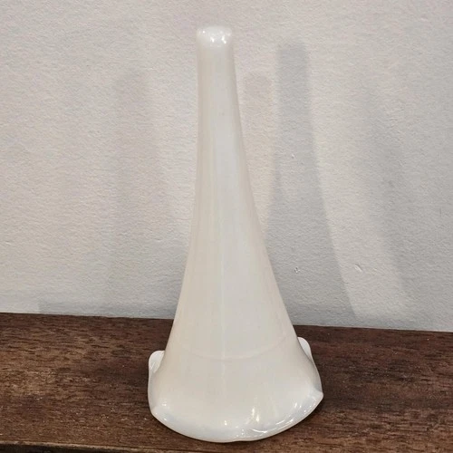 White Milk Glass Epergne Horn Vase Replacement Part Vintage Home Decor 6.5 in