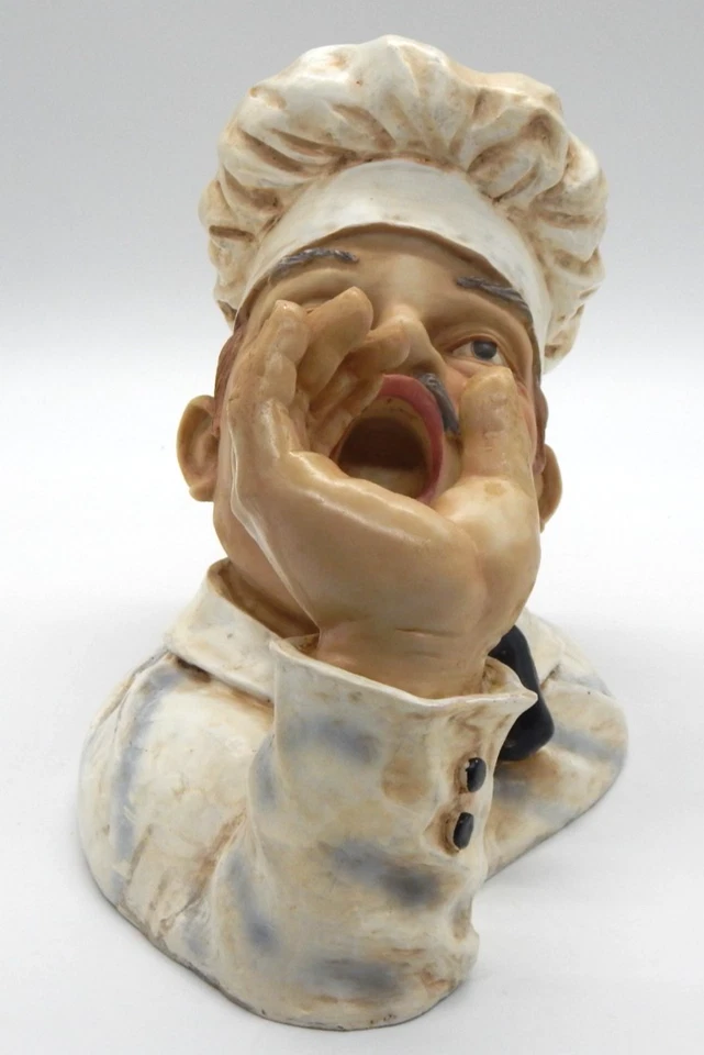 Vintage Delightful Chef Drinking Wine Resin Bottle 11"H x 12"L x 8"W Holder - Image 4 of 4