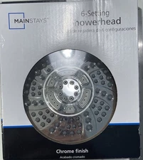 Mainstays 6 Settings Chrome Shower Head 6 inch Across
