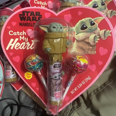 2023 STAR WARS THE MANDALORIAN YODA VALENTINE CHUPA CHUPS 2 LOLLIPOPS POPUPS!