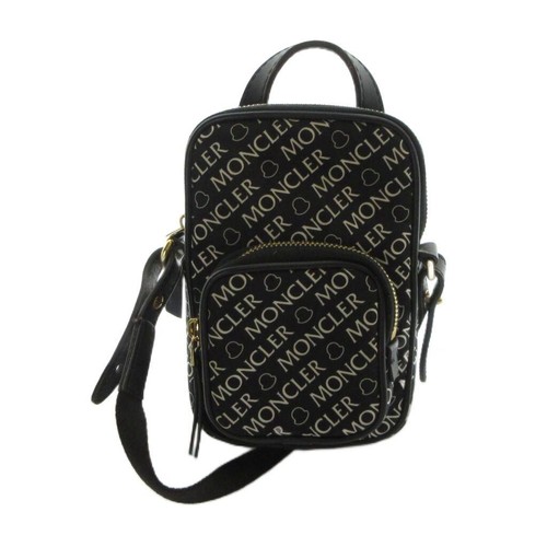 Moncler Kilia 2 Black Nylon Logo Crossbody Shoulder Bag Gold Auth