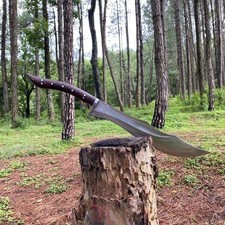 "Machete táctico hecho a mano de 26"" de acero al carbono con funda de cuero hoja de supervivencia"
