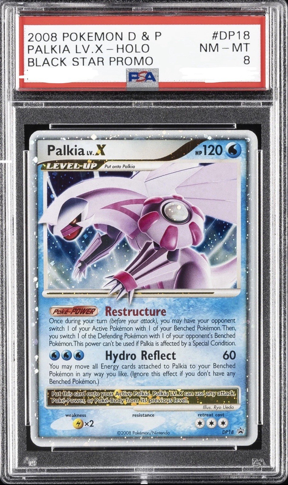 2008 POKEMON DIAMOND & PEARL BLACK STAR PROMO #DP18 PALKIA LV.X-HOLO PSA 8