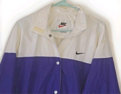 Nike Vintage 90s Windbreaker Jacket Color Block Snap Button Blue