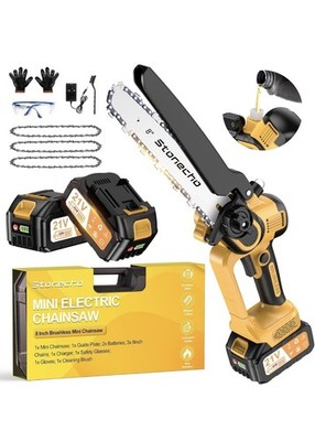 Mini Kettensäge 8 Zoll, 2025 Upgrade 2x4000mAh Akku Kettensäge mit Ölersystem