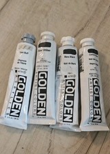 Golden Acrylic Heavy Body Paint, Black White 2oz  Set Of 4 Lot  28