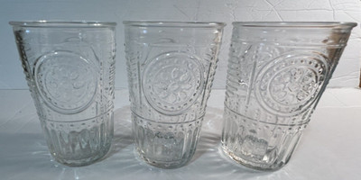 Bormioli Rocco Romantic Clear Set of 3 Water Tumbler Glasses Italy 11.5 oz.