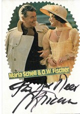 Maria Schell & O.W. Fischer Autogramme signed 10x15 cm Karteikarte Magazinbild