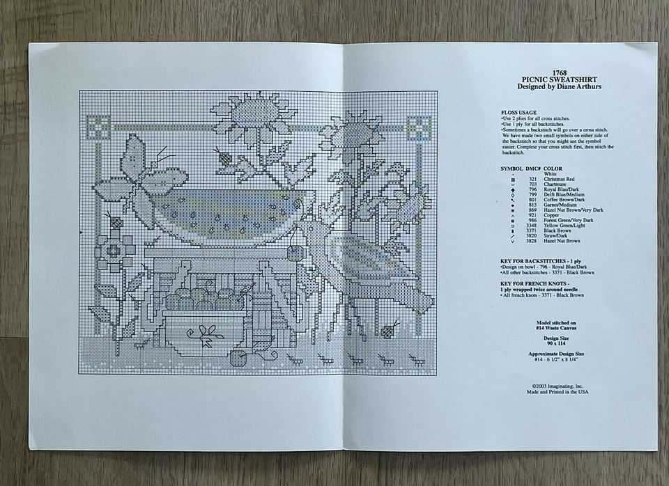 Picnic Sweatshirt by Imaginating Cross Stitch Pattern Leaflet Diane Arthurs 1768 - Image 2 of 3
