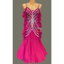 B8915 women ballroom Waltz Tango standard dance dress UK 8 US 6 red sleeveless