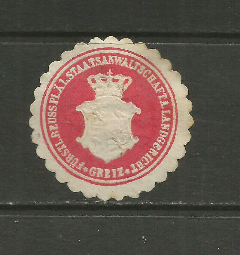 Princely Prussian Prosecutor for Greiz stationery seal/siegelmar