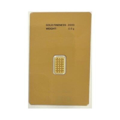 Frontier Mint 1/2 g .9999 Fine Gold Bar 0.5 Half Gram - In Assay