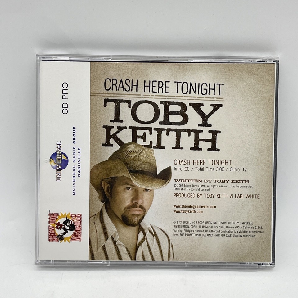 Toby Keith Crash Here Tonight CD Single 2006 Single Promo eBay