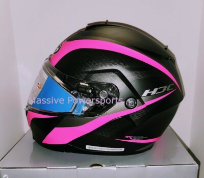 black full face motorcycle helmets Black HNJ Motorcycle Helmet with Horns & Black Visor