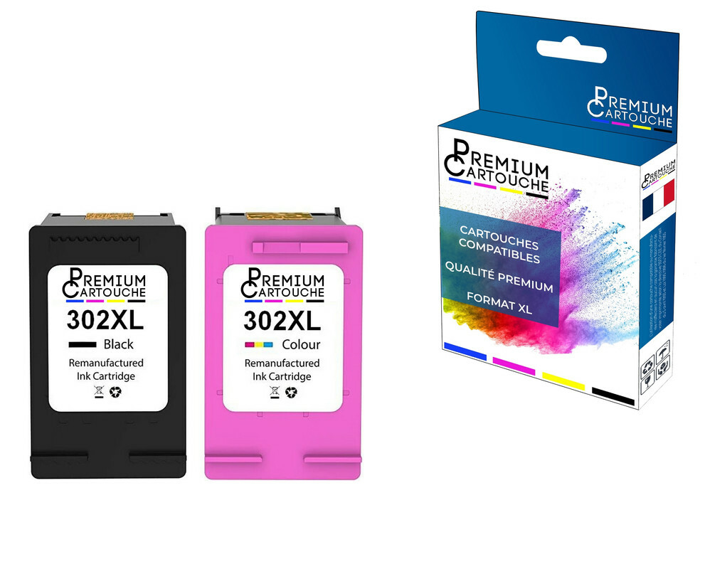 Pack HP 302 XL compatible noir et couleur à encre séchage rapide pour jet d'encre