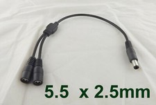 1x CCTV DC Power Plug 1 Male To 2 Female Jack Cable Splitter 5.5 x 2.5mm Adapter