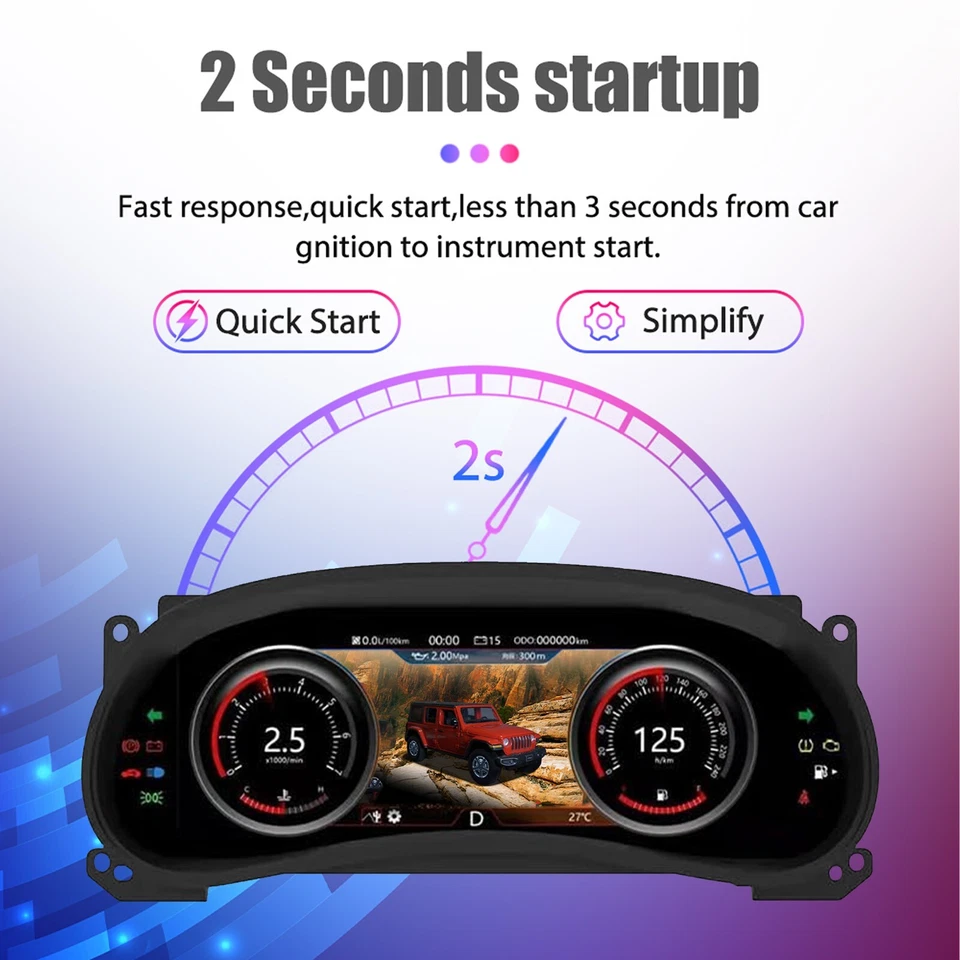 Cuadro de instrumentos de tablero digital de 12,3 pulgadas para Jeep Wrangler Jk 2011-2017 Foto 3 de 4