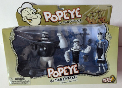 Rare 2002  Mezco Toyz Popeye Black & White Figure Set   NOS