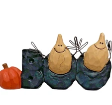 B Lloyd Blossom Bucket Vtg Halloween BOO  Folk Art Figurine Decorations  08