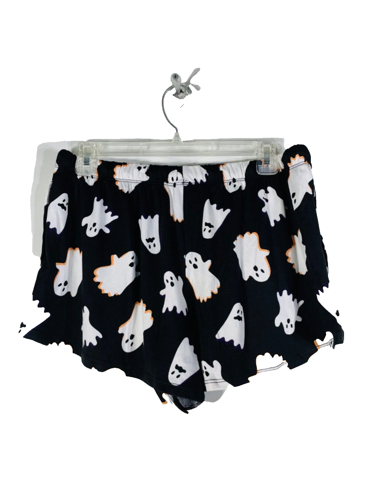 Womens Ghost Print 2-Piece Pajama Set Large 12-14 Top & Shorts