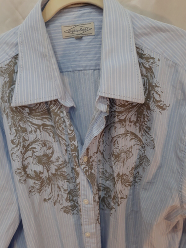 Eighty Eight Shirt Mens Sz XXL Cotton Blue Graphic Long Sleeve Button Up Western - Picture 3 of 7
