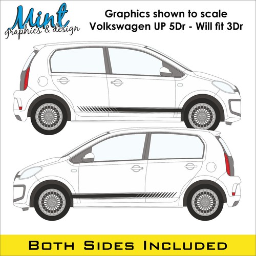 VW UP! Volkswagen Side 3 & 5 Door Stripes Decals Stickers Graphics FREE P&P 004 - Picture 3 of 4